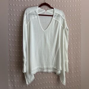 Free People Oversized Long Sleeve Thermal Top Sz S White